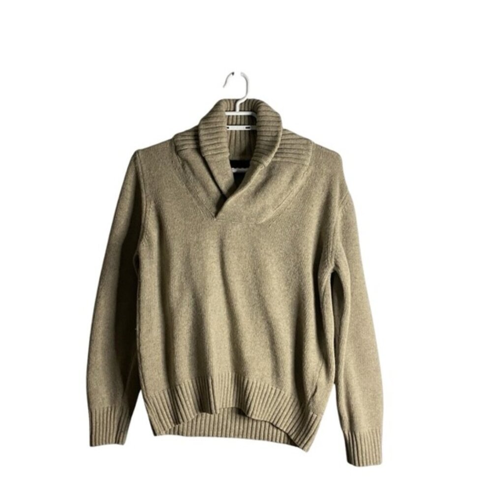 Zara Man Tan Shawl Collar Knit Sweater